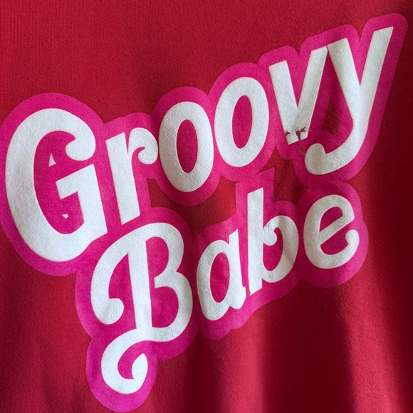 Women’s Dark Pink 'Groovy Babe' Oversized Retro Sweatshirt - Picture 3 of 6